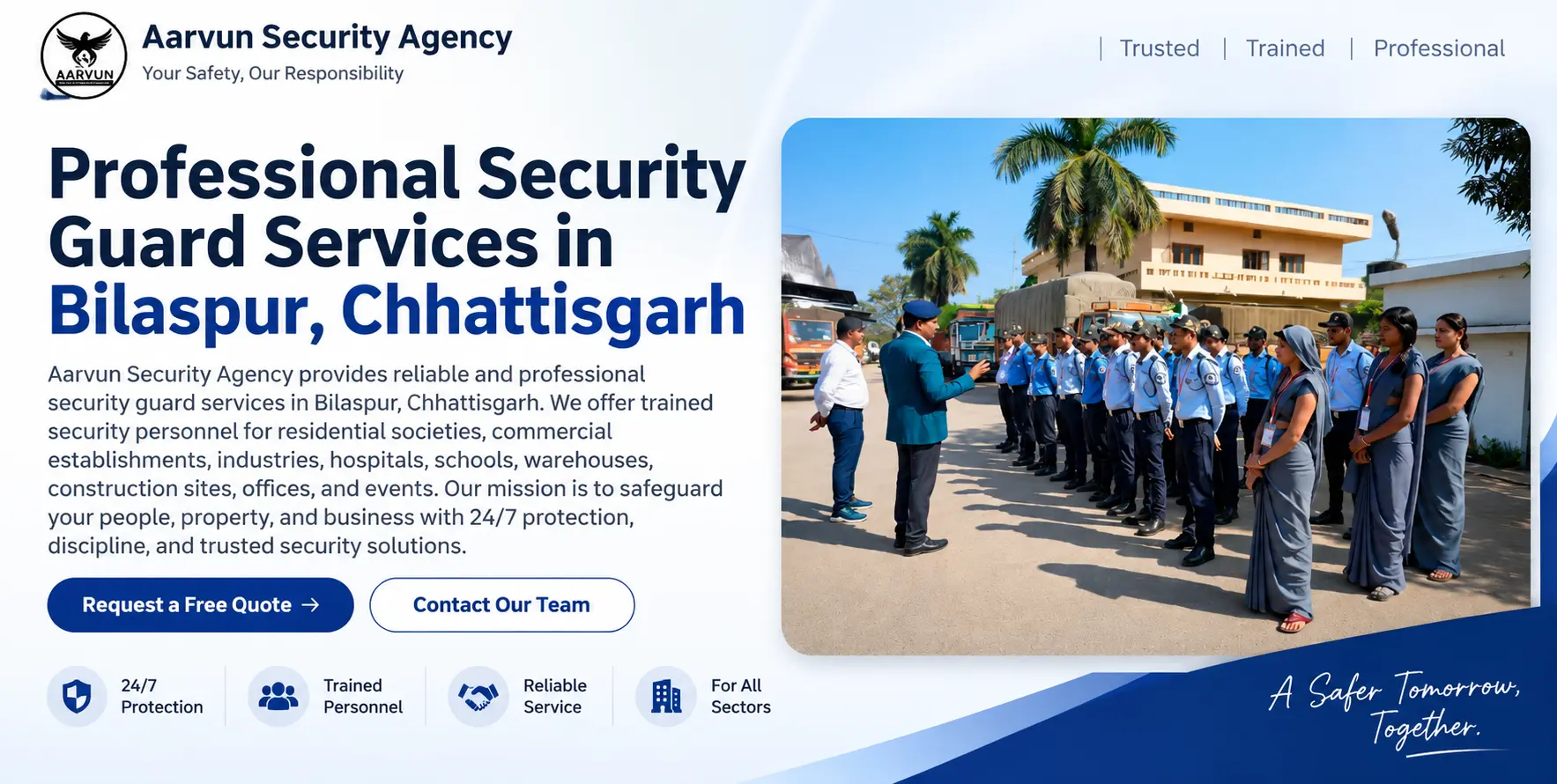 Aarvun Security Agency Website